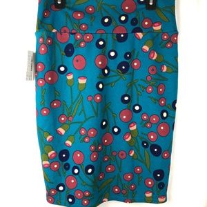 LulaRoe Women's Cassie Pencil Skirt Blue Sz L NWT